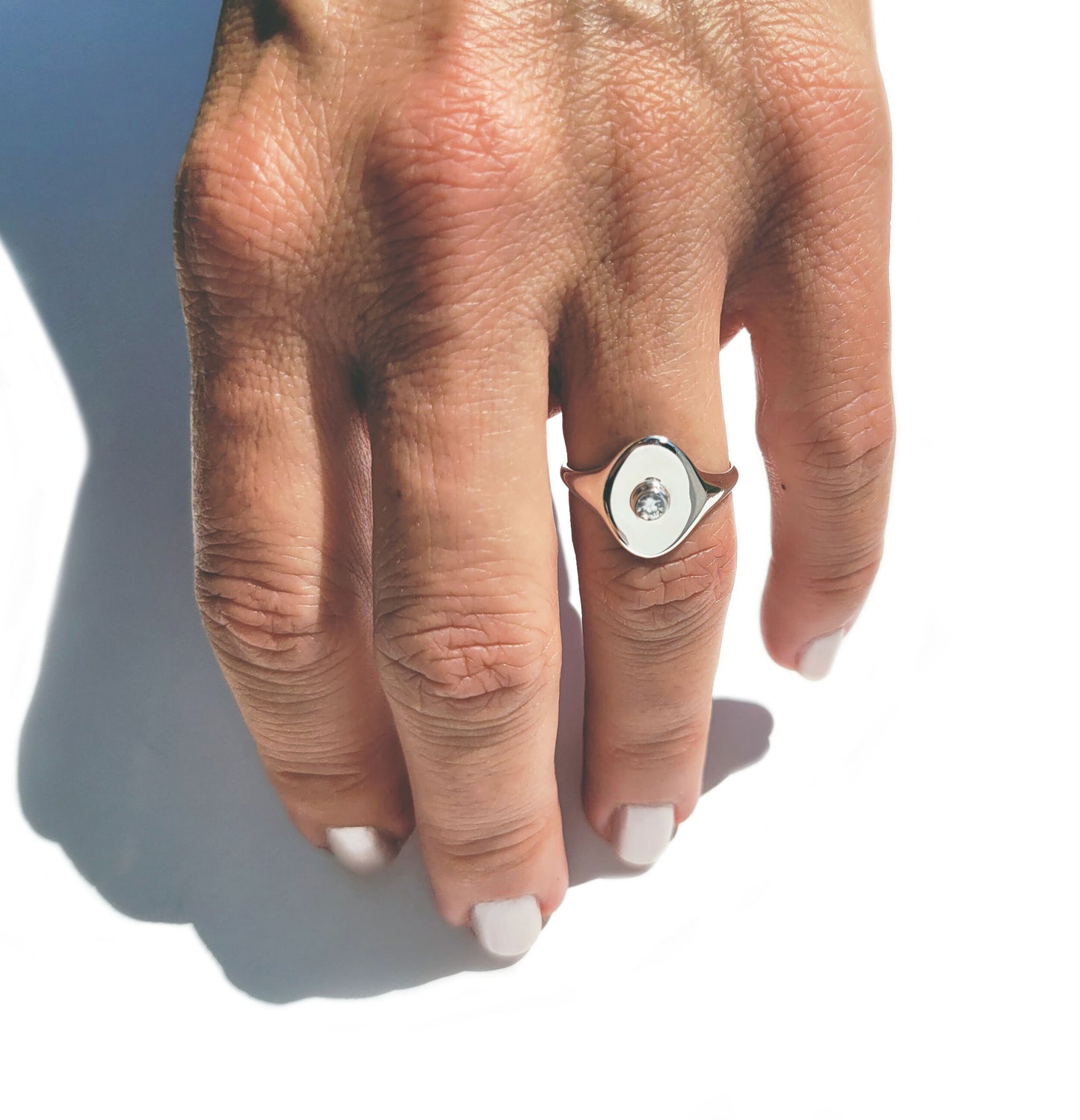 Sterling Silver Diamond Signet Ring
