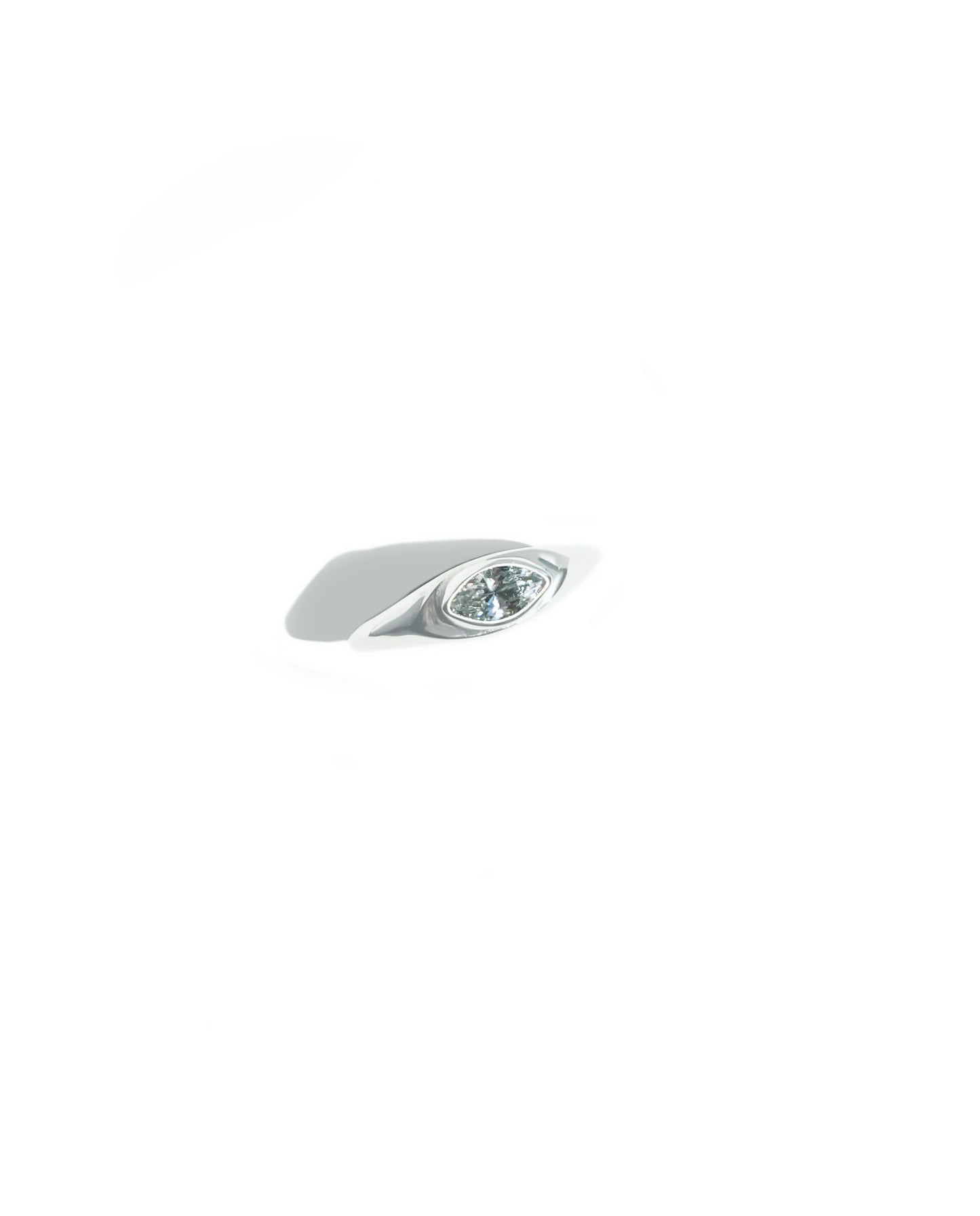 Marquise Cut White Zircon Signet Ring