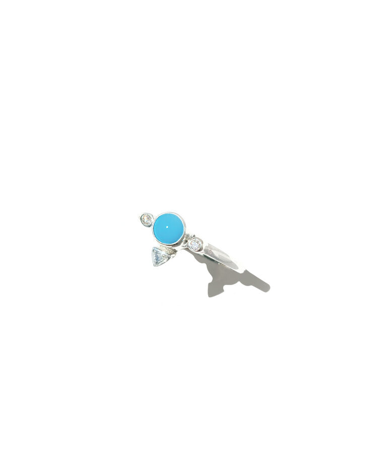 Turquoise & Three Stone Diamond Ring