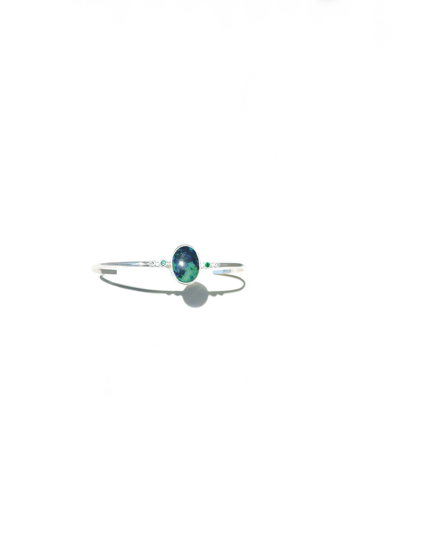 Chrysocolla, Emerald & Diamond Cuff Bracelet