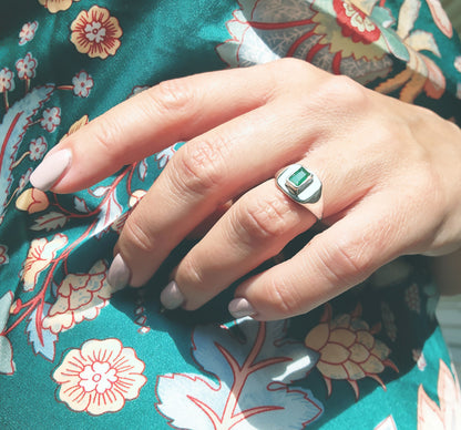 Emerald Cut Emerald Signet Ring