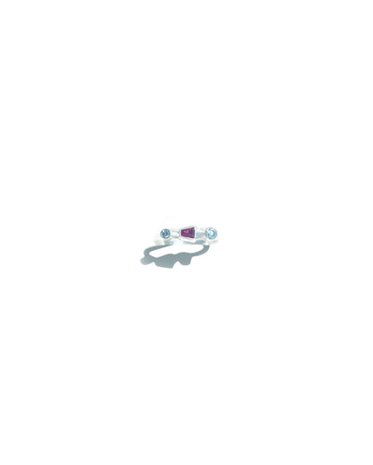 Trapezoid Cut Ruby and Diamond Ring