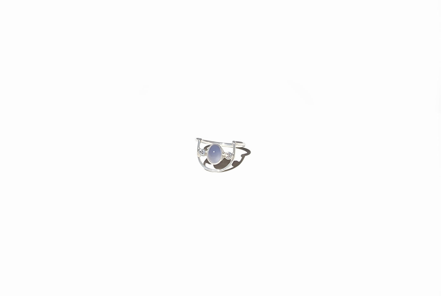 Lavender Chalcedony & Diamond Crescent Ring