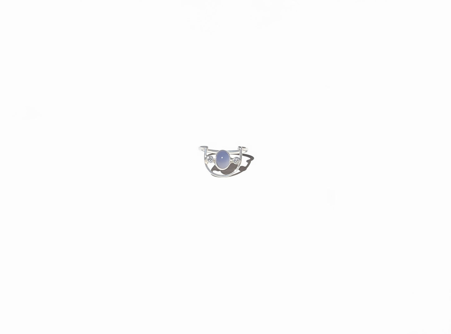 Lavender Chalcedony & Diamond Crescent Ring