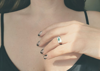 Emerald & Diamond Signet Ring