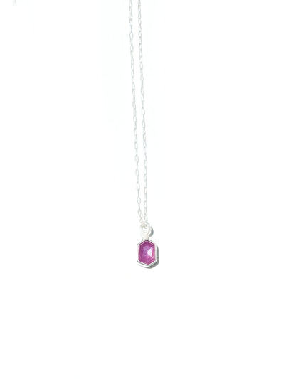 Hexagon Cut Pink Sapphire Necklace