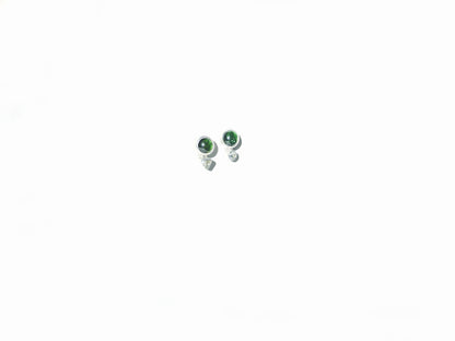 Mismatch Green Tourmaline & Diamond Stud Earrings