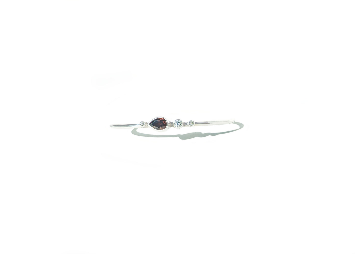 Pear Cut Tourmaline & Diamond Cuff Bracelet in Sterling Silver