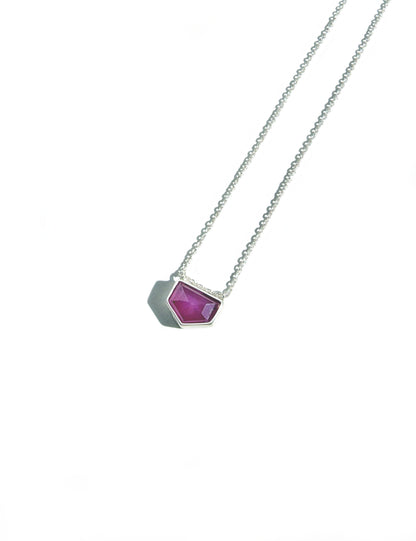 Pink Sapphire Shield Necklace